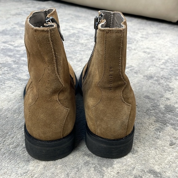 All Saints Lang Side Zip Boots Suede Tobacco Tan Sz 8 - Picture 8 of 16